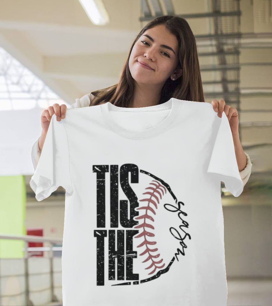 Tis The Season Baseball Stitch Spiral T-Shirt