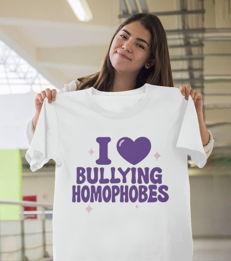 I Love Bullying Homophobes Heart Design With Sparkles T-Shirt