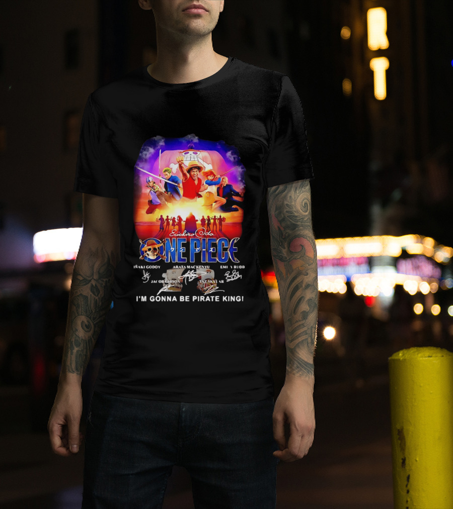 Euichiro Oda One Piece I'm Gonna Be Pirate King Luffy Cast Autographs T-Shirt