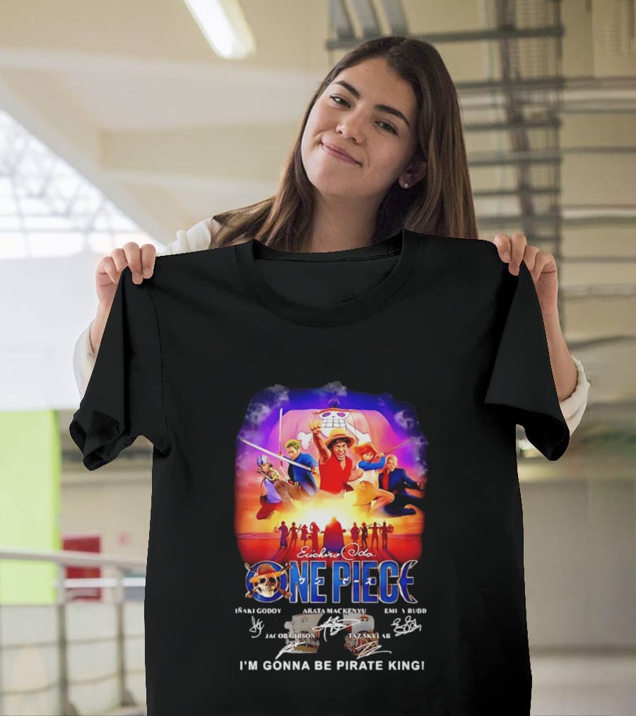 Euichiro Oda One Piece I'm Gonna Be Pirate King Luffy Cast Autographs T-Shirt