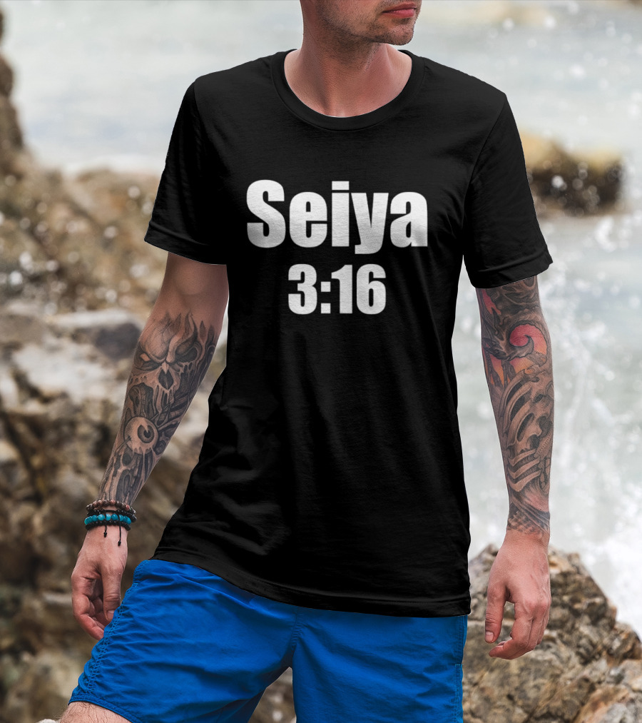 Seiya 3:16 Bold Text Design Iconography T-Shirt