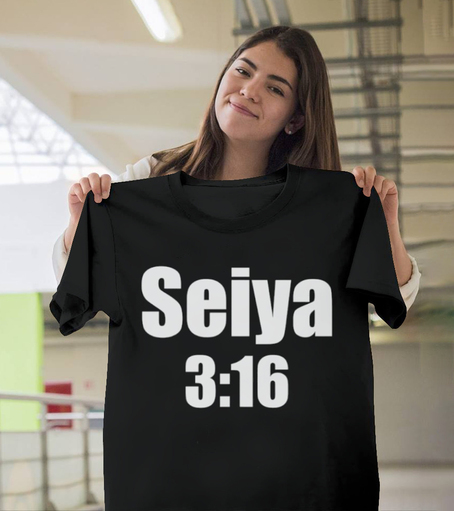 Seiya 3:16 Bold Text Design Iconography T-Shirt