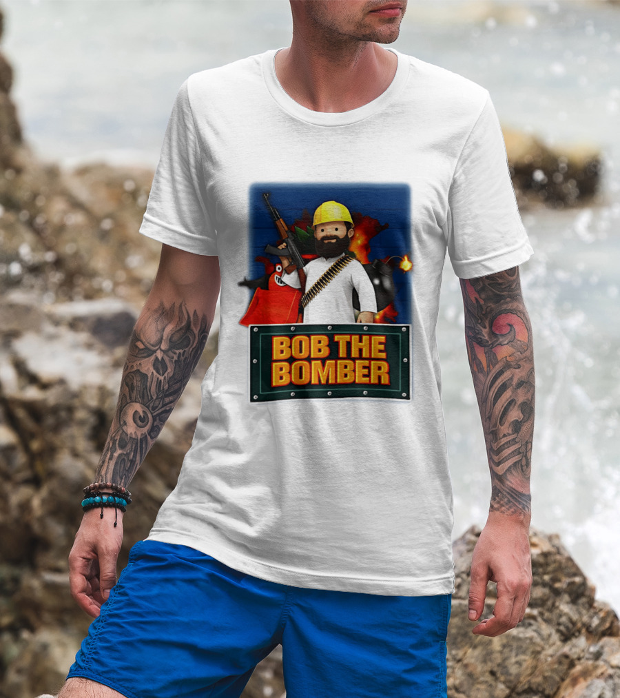 Bob The Bomber Cartoon Character With Gun And Explosives T-Shirt