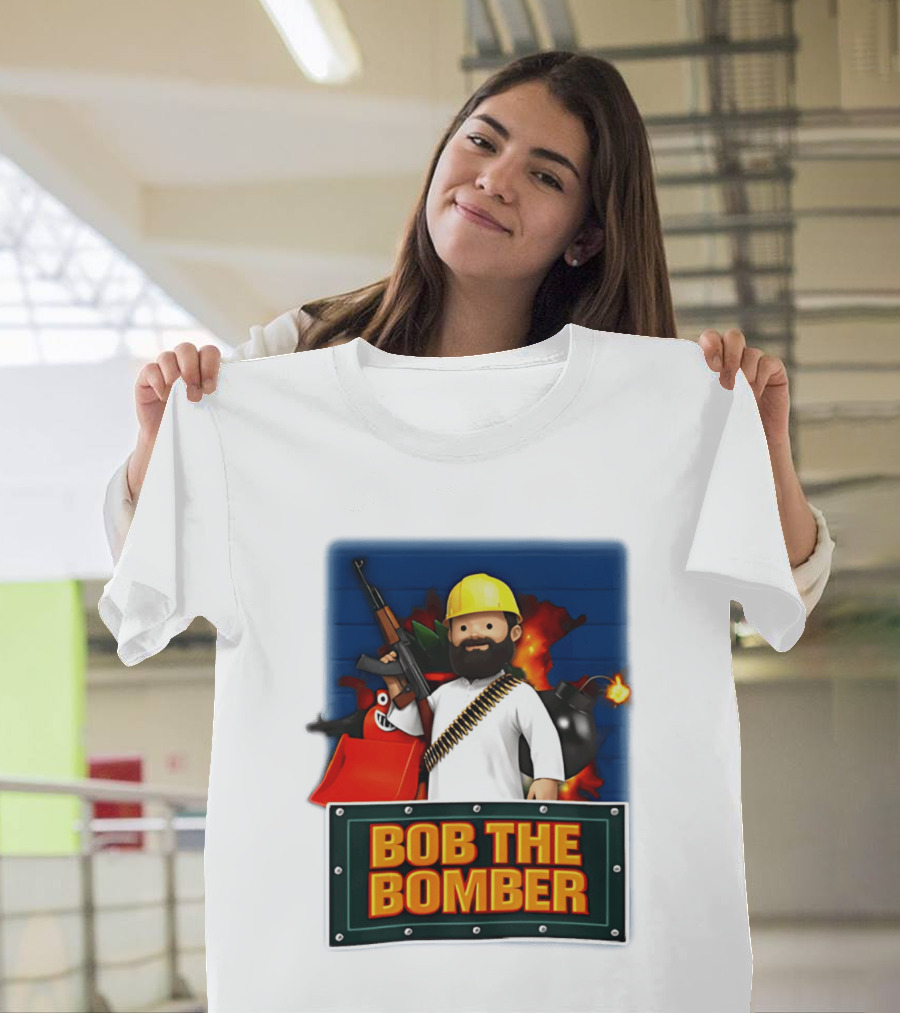 Bob The Bomber Cartoon Character with Gun and Explosives T-Shirt
