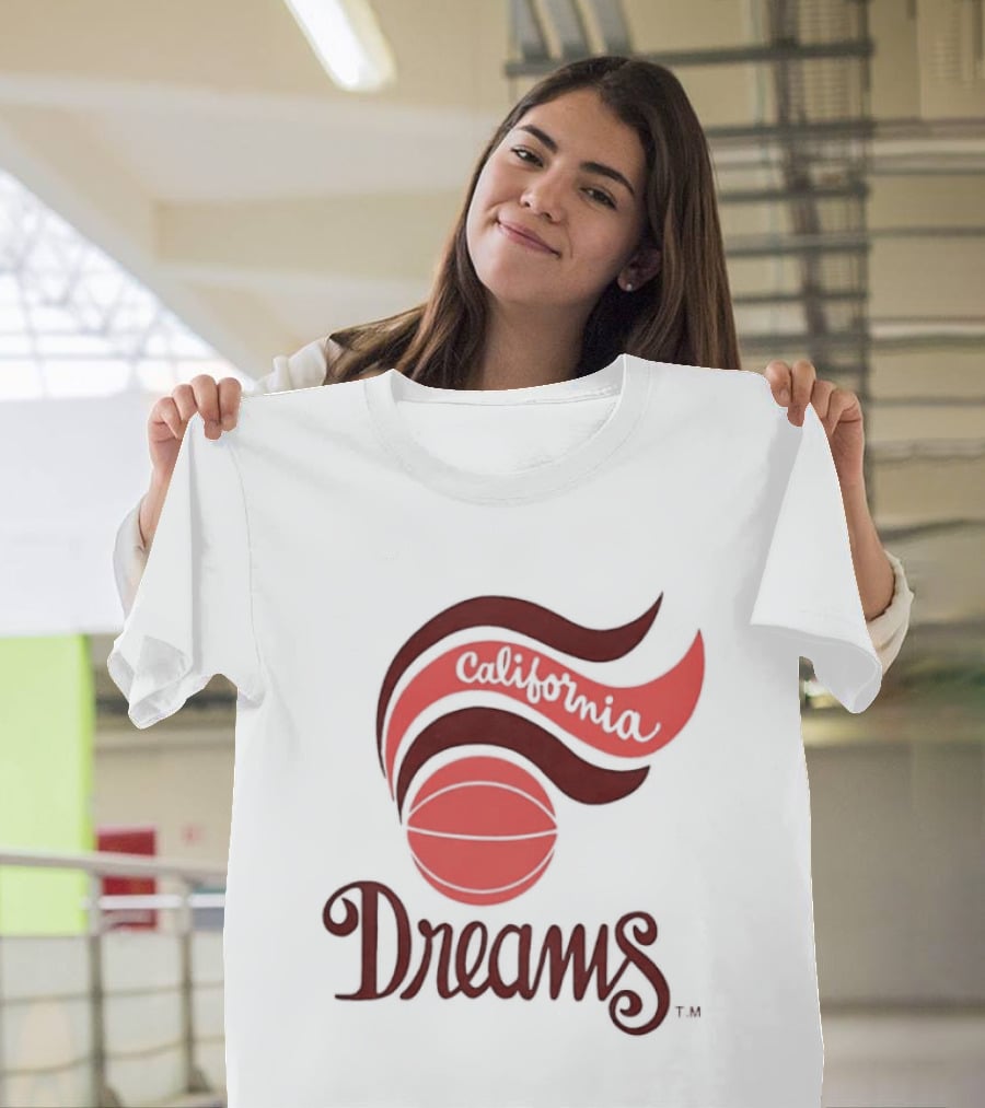 California Dreams Basketball Retro Style Design With Red Waves And Ball T-Shirt