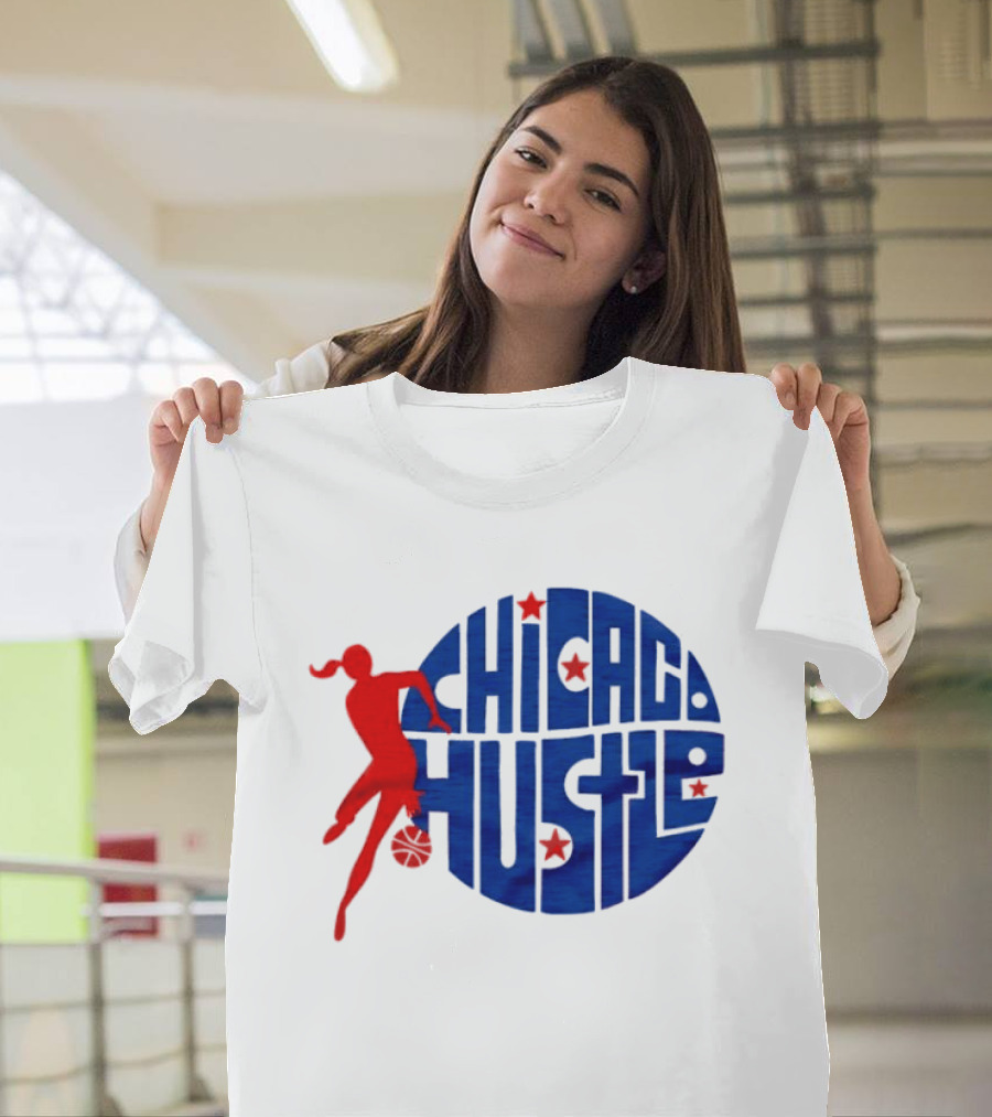 Chicago Hustle WPBL Basketball Red Player Blue Circle T-Shirt
