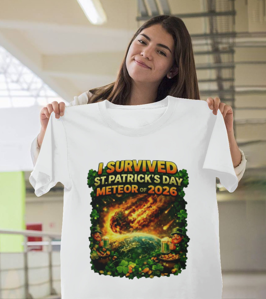 I Survived St. Patrick's Day Meteor Of 2026 Leprechaun Shamrock Adventure T-Shirt