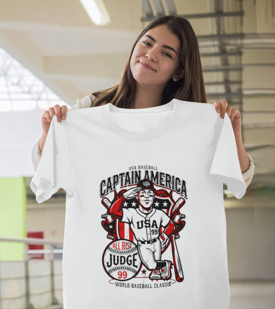 USA Baseball Captain America All Rise Judge 99 World Baseball T-Shirt