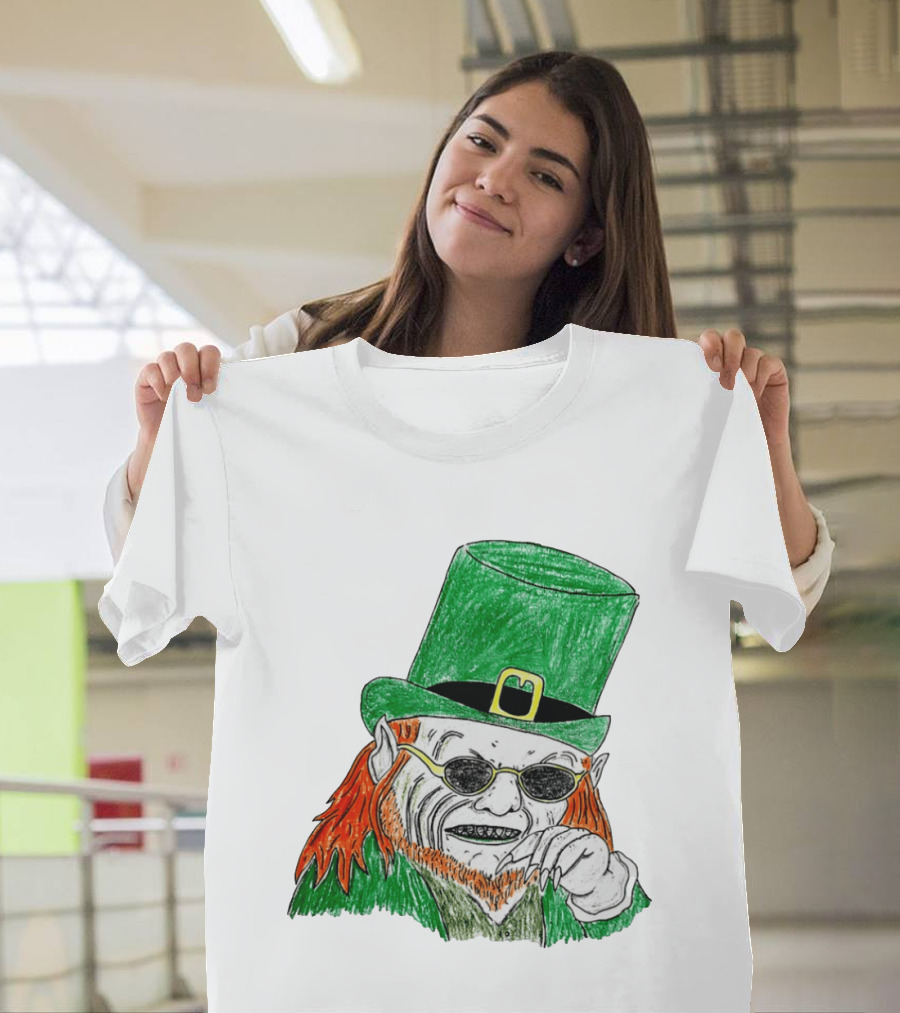 Leprechaun In The Hood Green Hat Sunglasses Red Hair T-Shirt