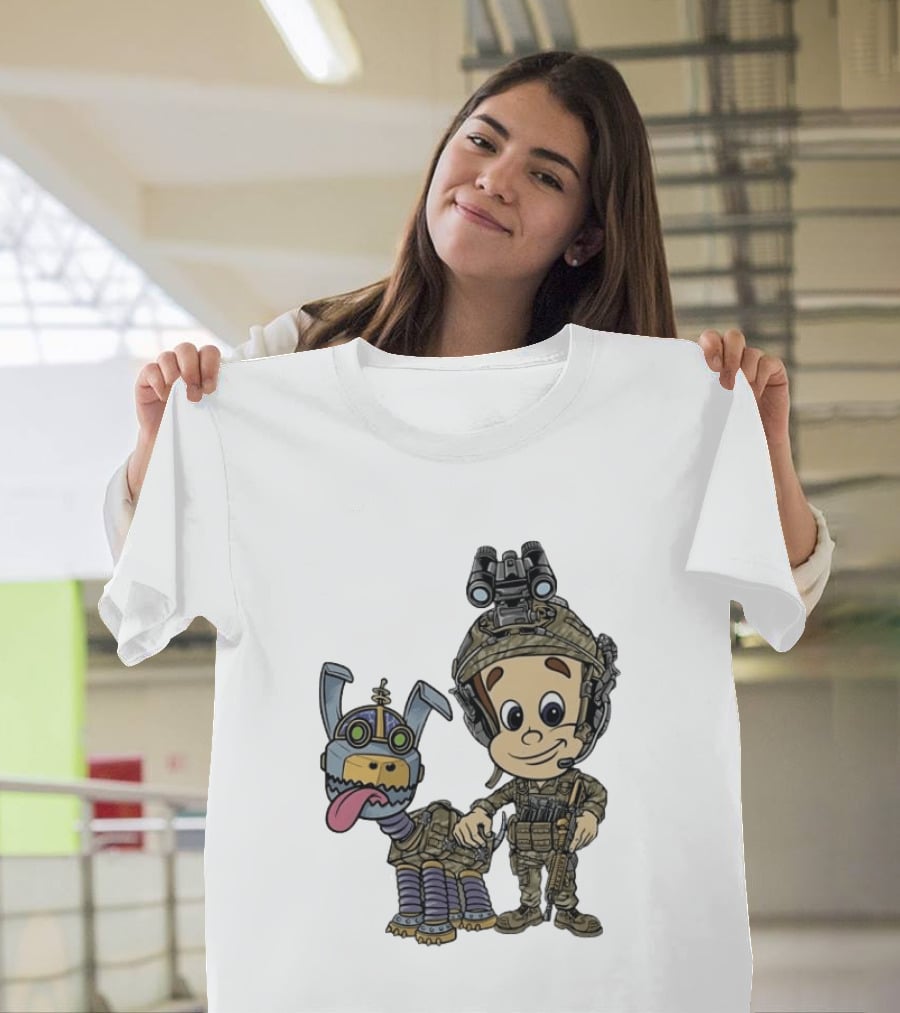 Tactical Cartoon Characters Jimmy And Goddard In Military Gear T-Shirt