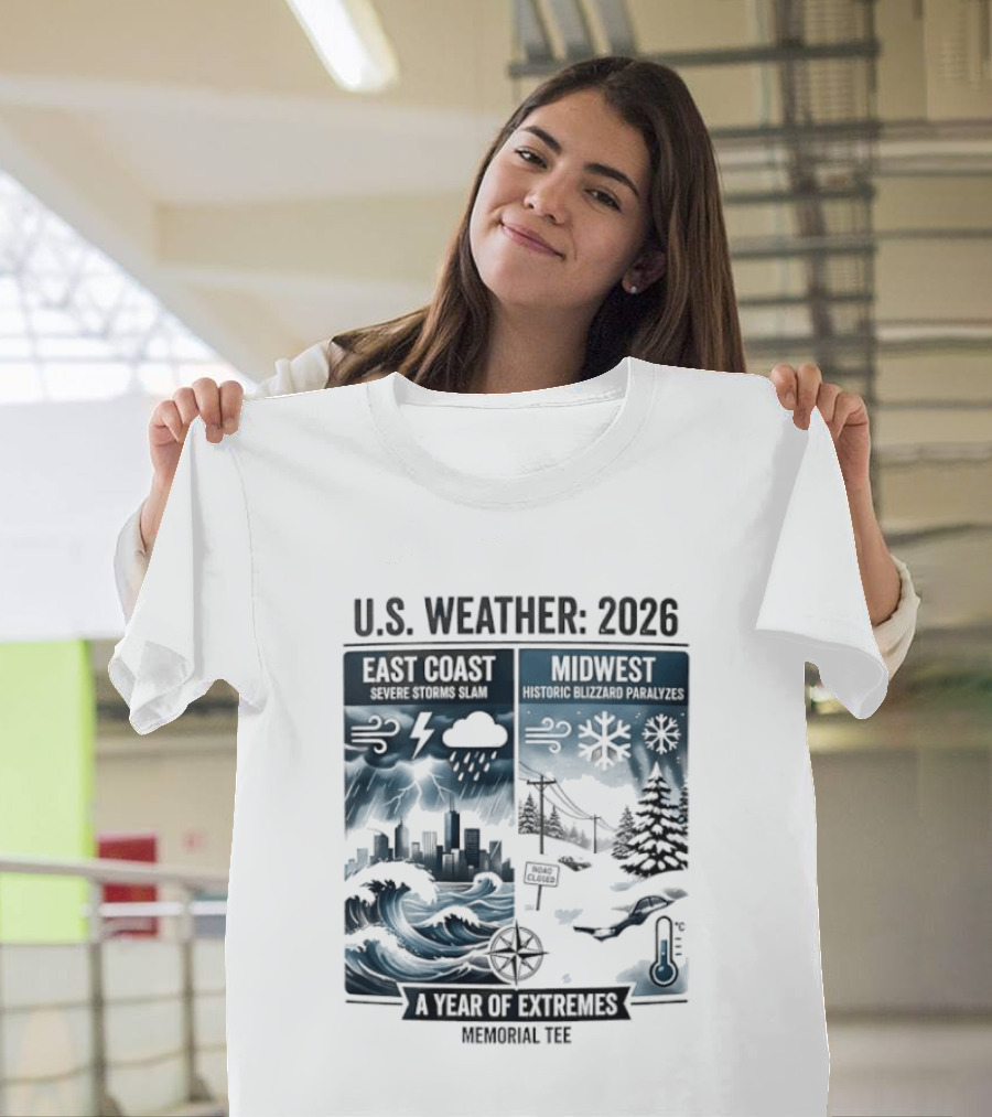 U.S. Weather 2026 East Coast Midwest A Year Of Extremes Memorial T-Shirt