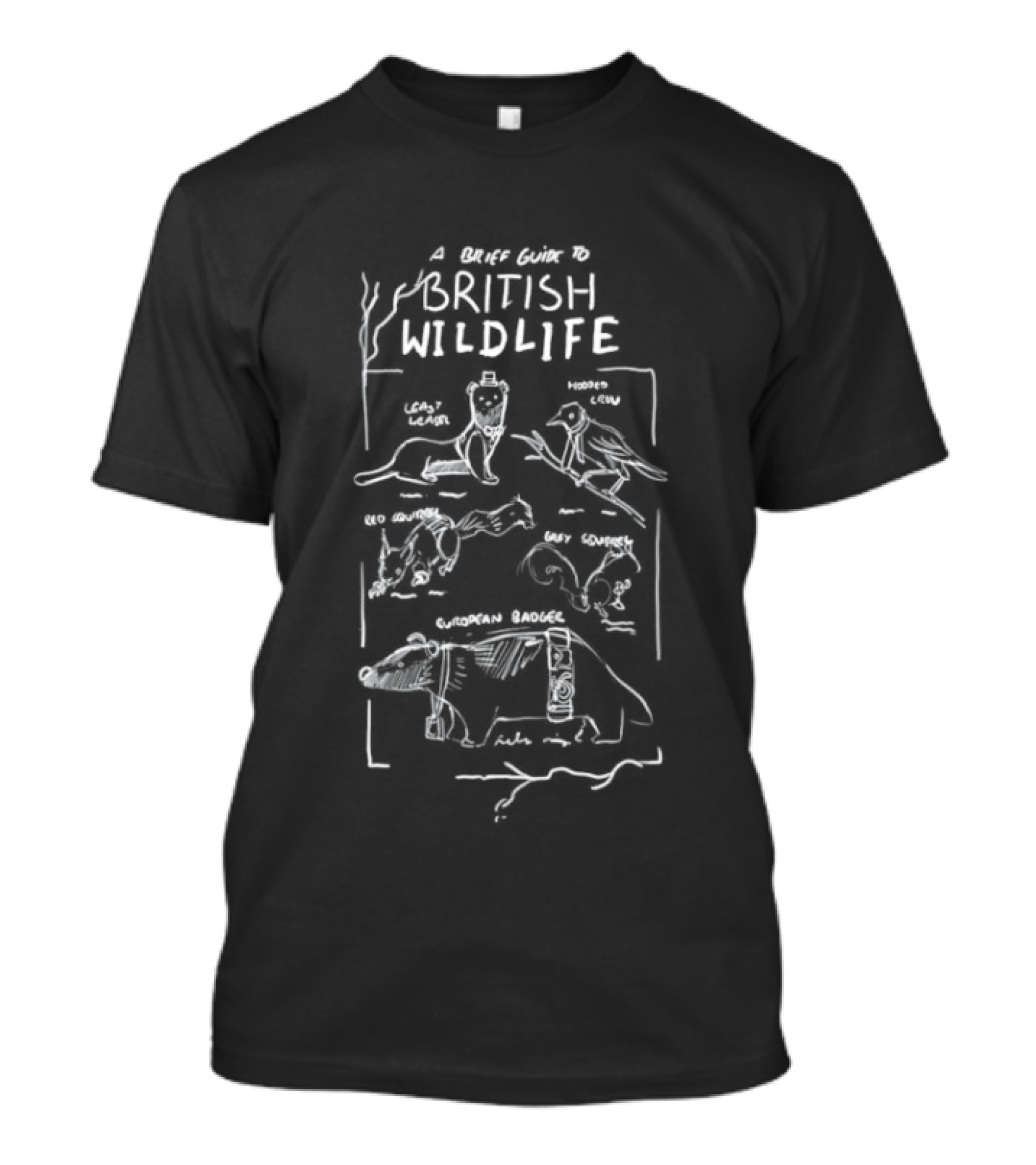 A Brief Guide To British Wildlife Featuring Iconic Native Animals T-Shirt