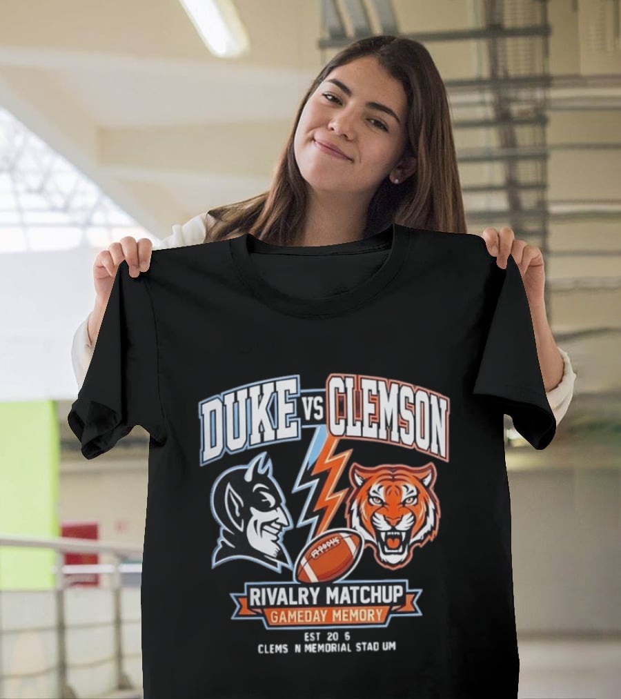 Duke Vs Clemson Rivalry Matchup Gameday Memory 2026 Classes Memorial Stadium T-Shirt