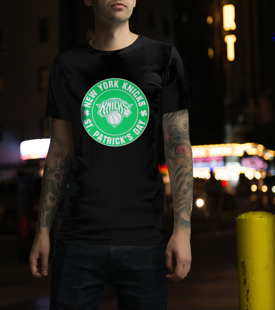 New York Knicks St Patrick's Day Shamrock Green Basketball Team Celebration T-Shirt
