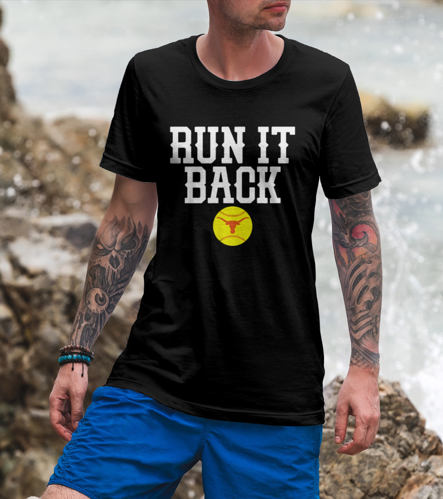 Texas Softball Run It Back Longhorn Yellow Softball T-Shirt