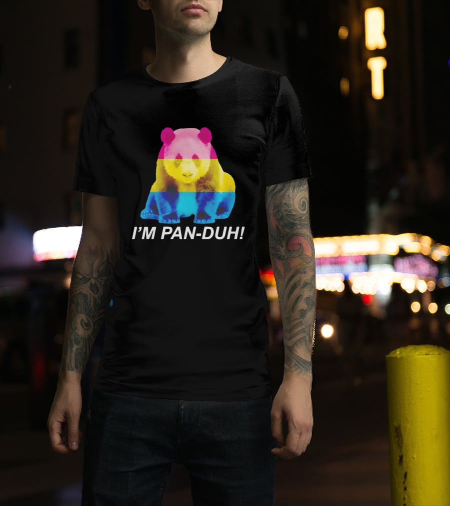Panda I'm Pan Duh With Pan Flag Colors Panda T-Shirt