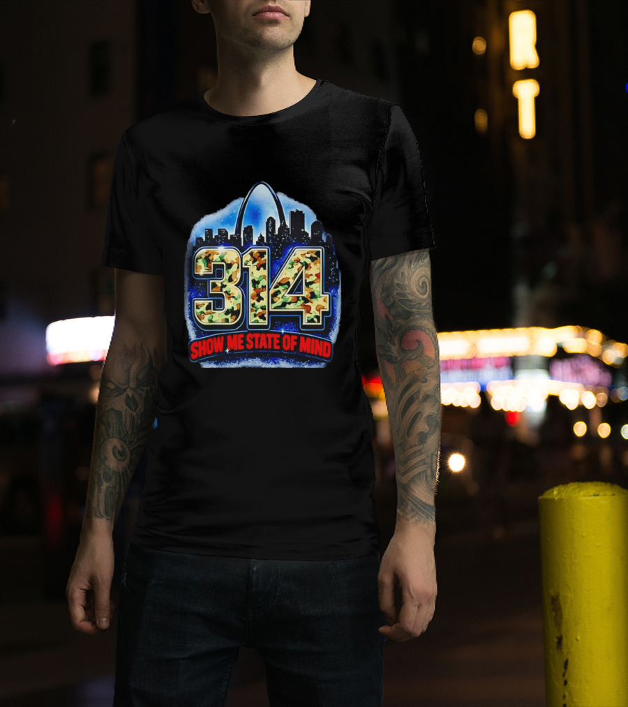 314 St Louis Camo Skyline Arch Show Me State Of Mind T-Shirt