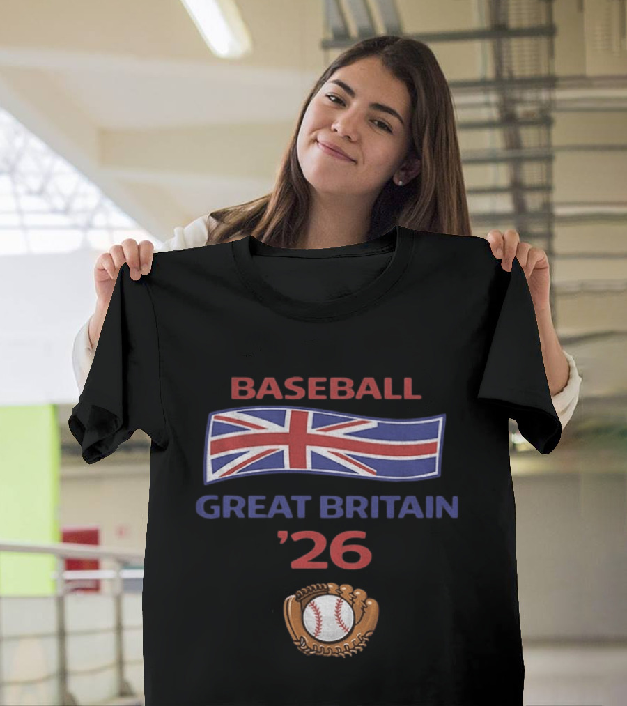 Great Britain Baseball 2026 UK Flag Baseball Glove And Ball T-Shirt