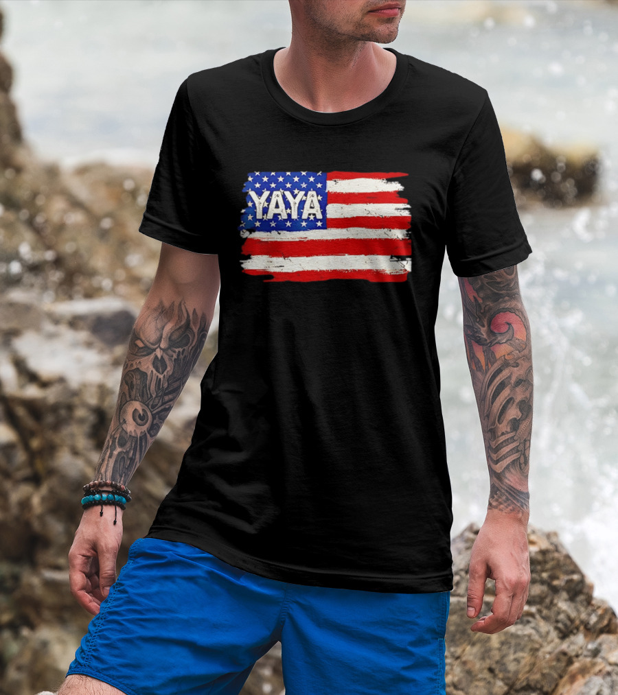 Patriotic Yaya American Flag Mother's Day Women T-Shirt
