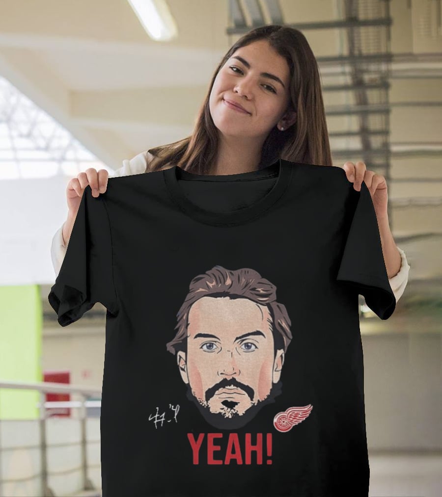 Justin Faulk Big Face Cartoon Yeah Red Wings NHL Hockey T-Shirt