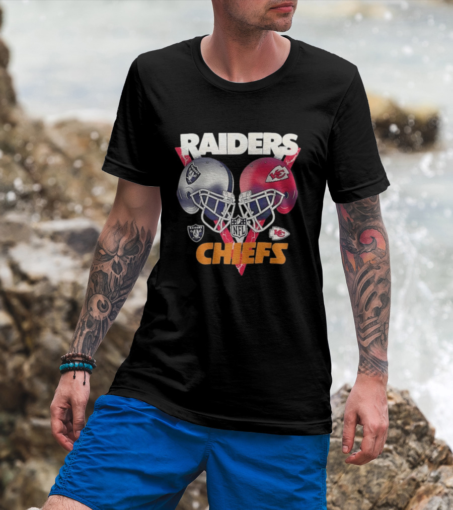 Raiders Vs Chiefs NFL Helmet Showdown T-Shirt