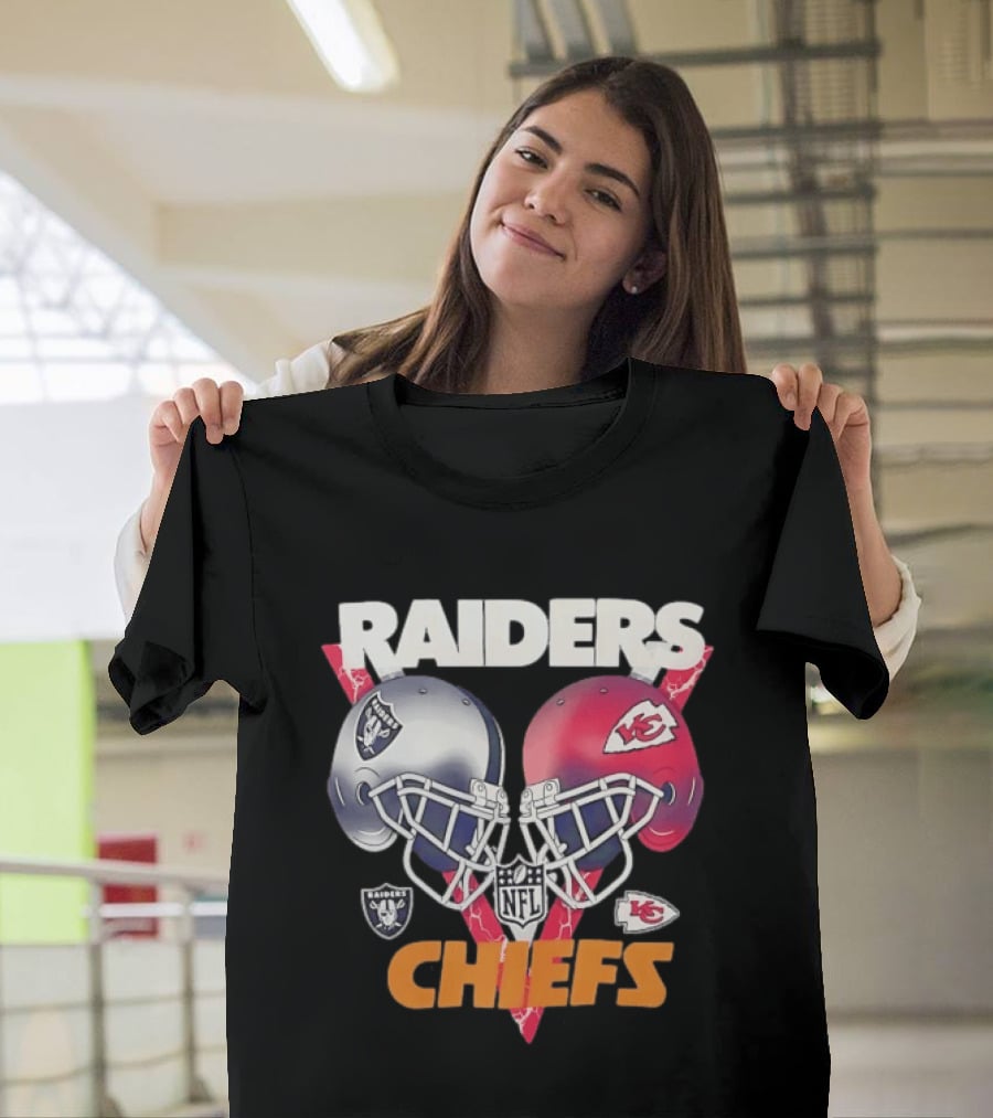 Raiders Vs Chiefs NFL Helmet Showdown T-Shirt