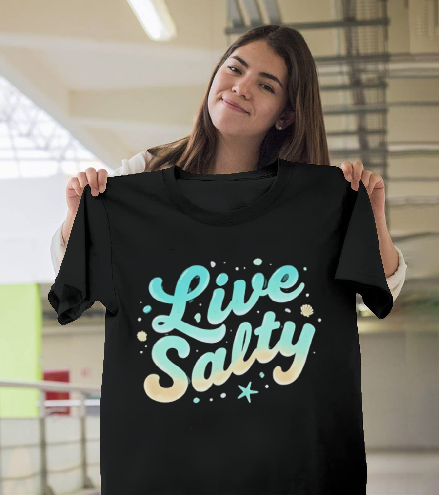 Live Salty Sea Lovers Ocean Vibes Starfish Shells T-Shirt
