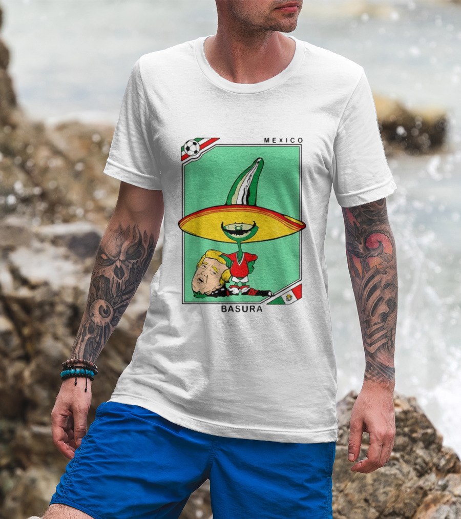 Mexico Basura Trump Football Flag T-Shirt