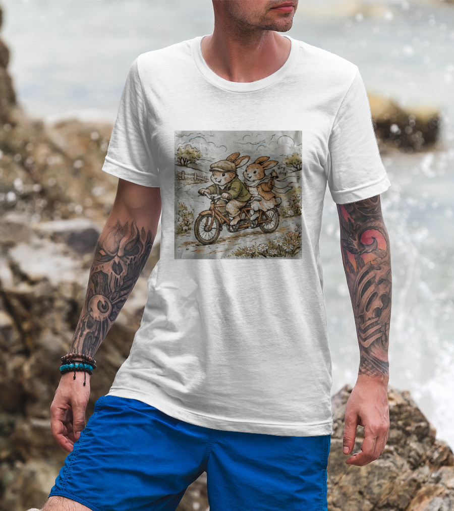 Vintage Rabbit Tandem Bike Adventure Ding Ding T-Shirt