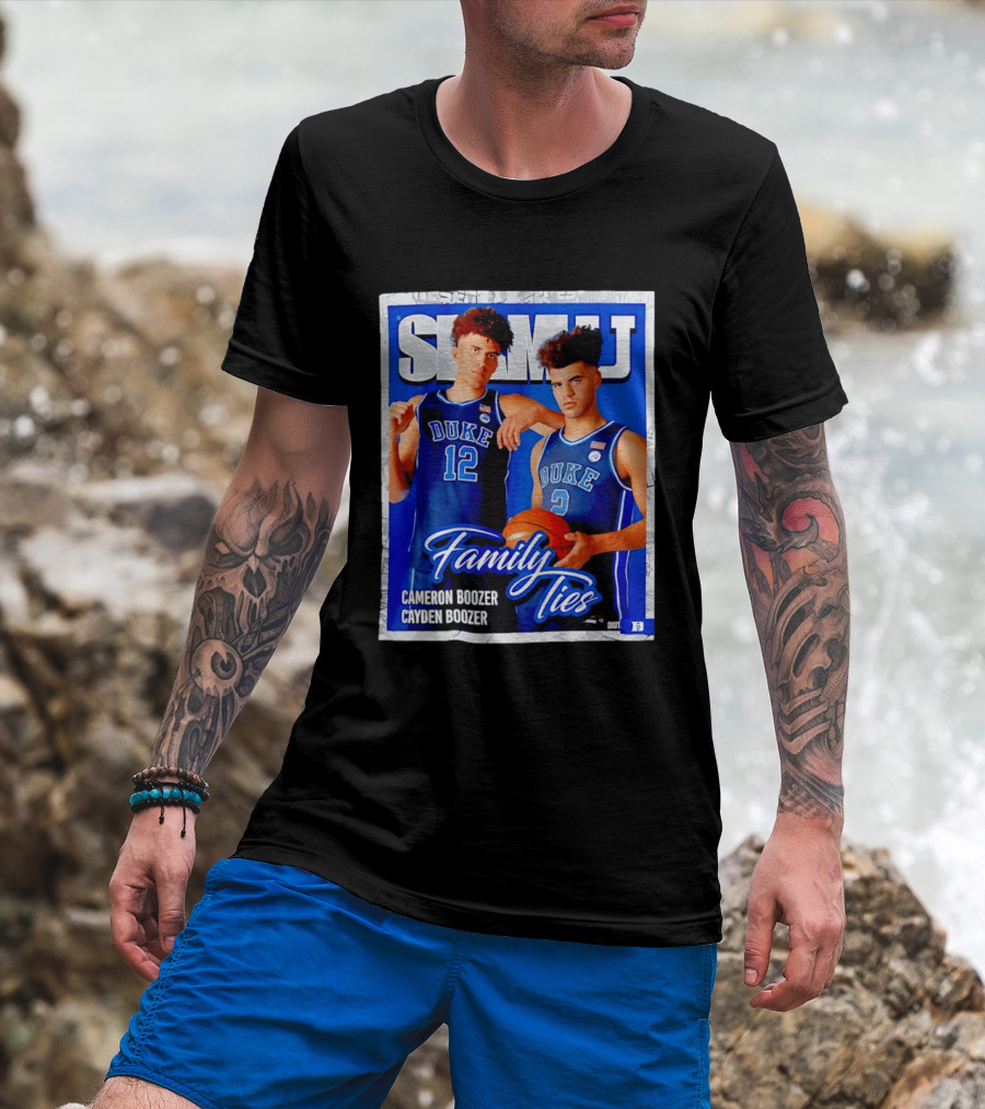 SLAMU Cameron And Cayden Boozer Duke Blue Devils Family Ties Basketball T-Shirt