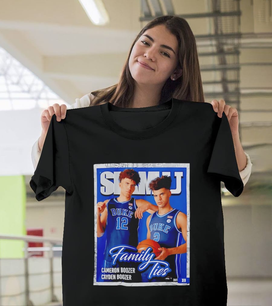 SLAMU Cameron And Cayden Boozer Duke Blue Devils Family Ties Basketball T-Shirt