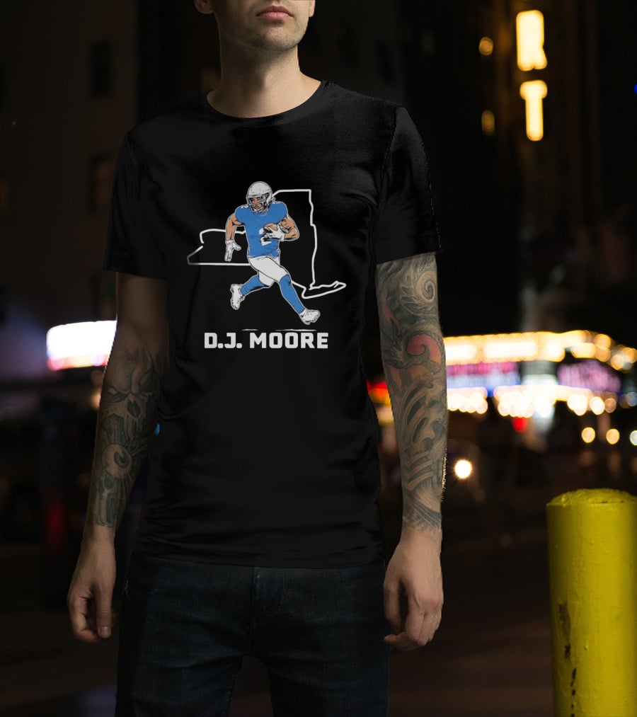 DJ Moore Football Player Carolina Panthers New York Map T-Shirt