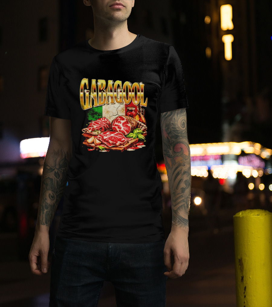 Gabagool Italian Cuisine With Italian Flag And Traditional Ingredients T-Shirt