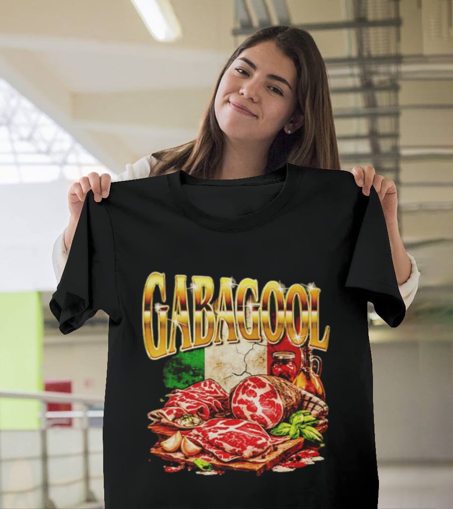 Gabagool Italian Cuisine With Italian Flag And Traditional Ingredients T-Shirt
