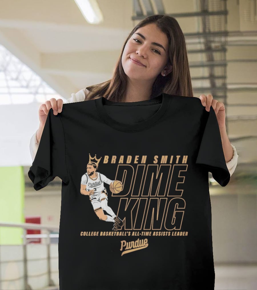 Braden Smith Dime King College Basketball's All Time Assists Leader Purdue T-Shirt