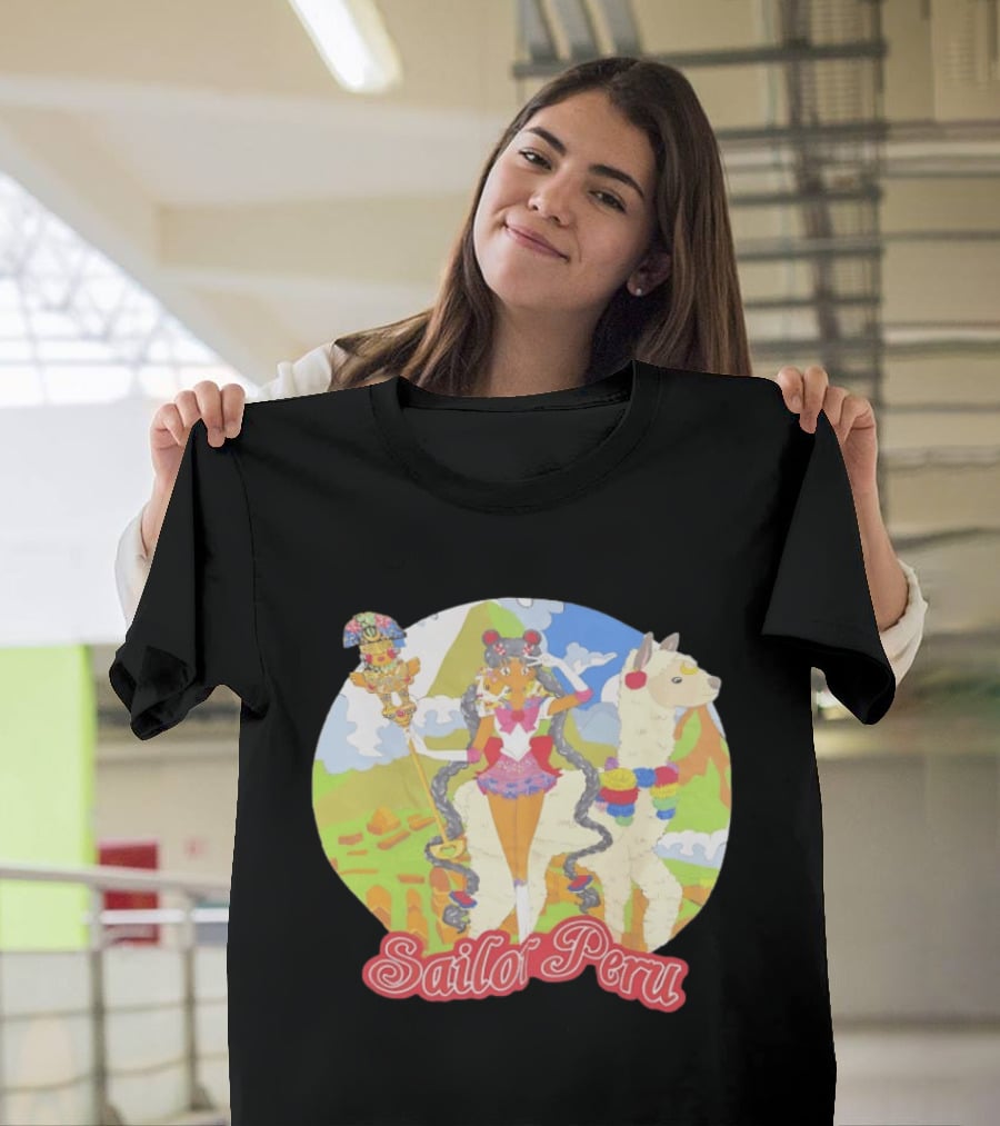 Sailor Moon Sailor Peru Anime Crossover With Llama And Traditional Peruvian T-Shirt