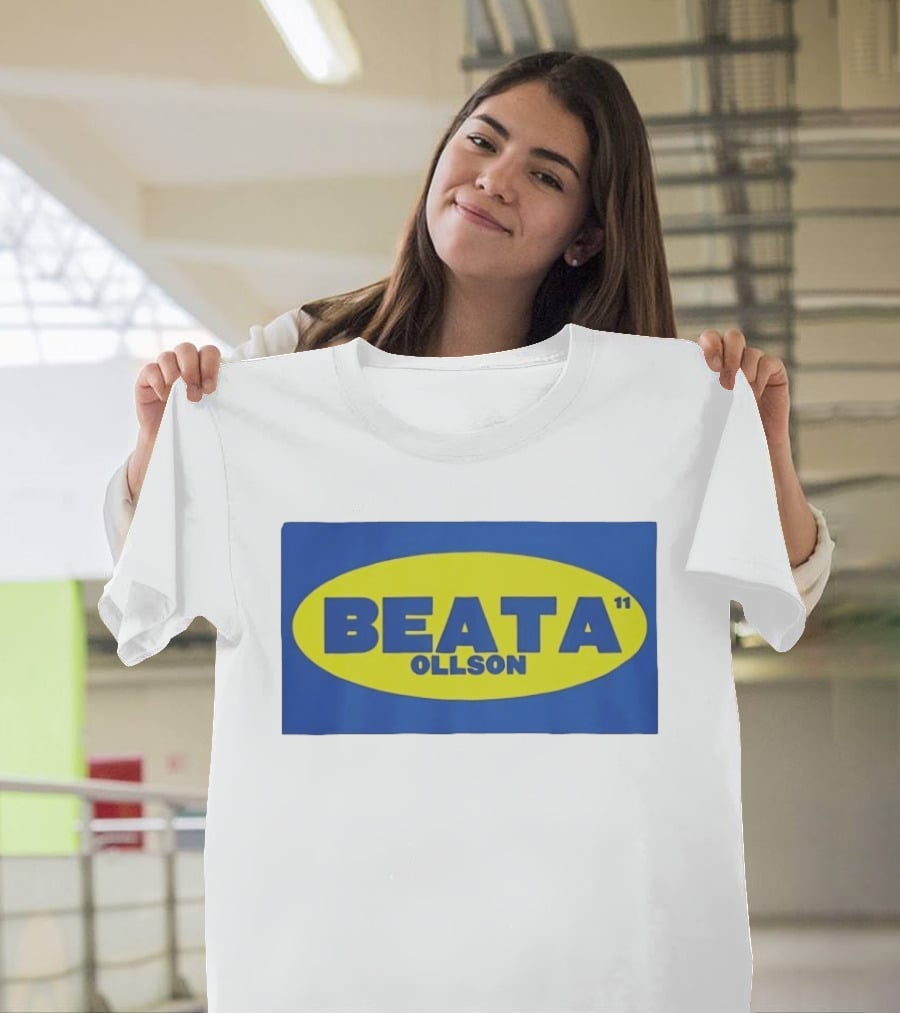 BEATA OLLSON 11 Blue Yellow Oval T-Shirt