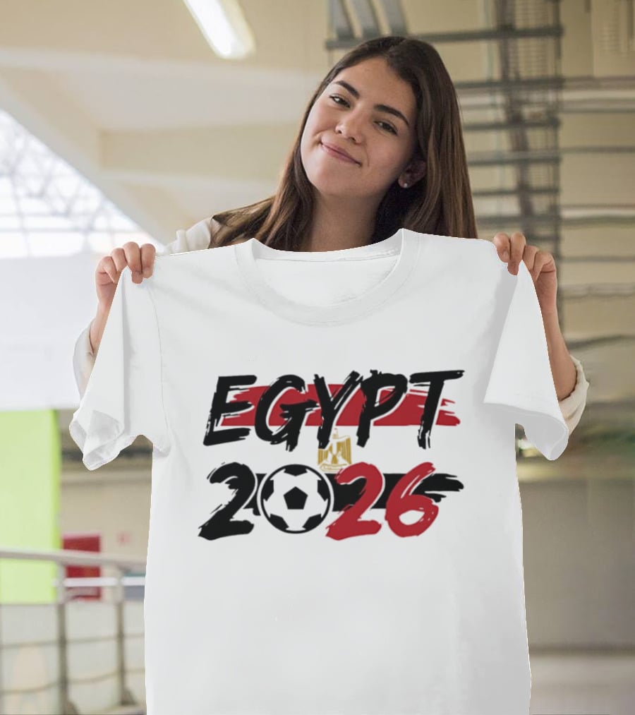 Egypt 2026 World Cup Soccer Emblem And Flag T-Shirt