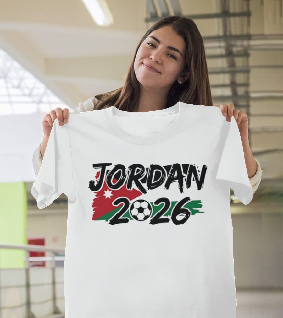 Jordan 2026 World Cup Soccer Team Flag Map Football T-Shirt