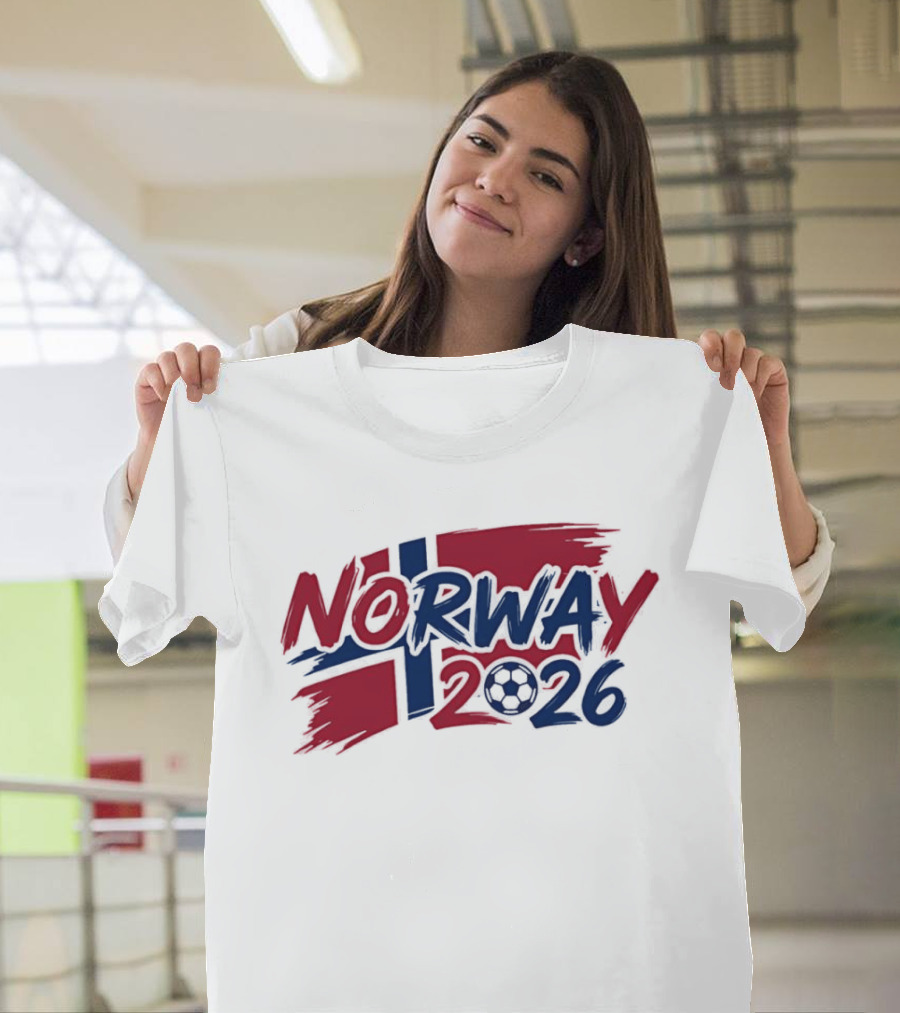 Norway 2026 Soccer National Team Flag Style Soccer Ball T-Shirt