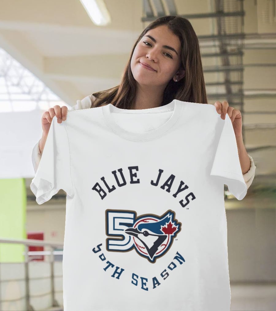 Blue Jays 50th Season Anniversary Retro Logo With Maple Leaf And Baseball T-Shirt