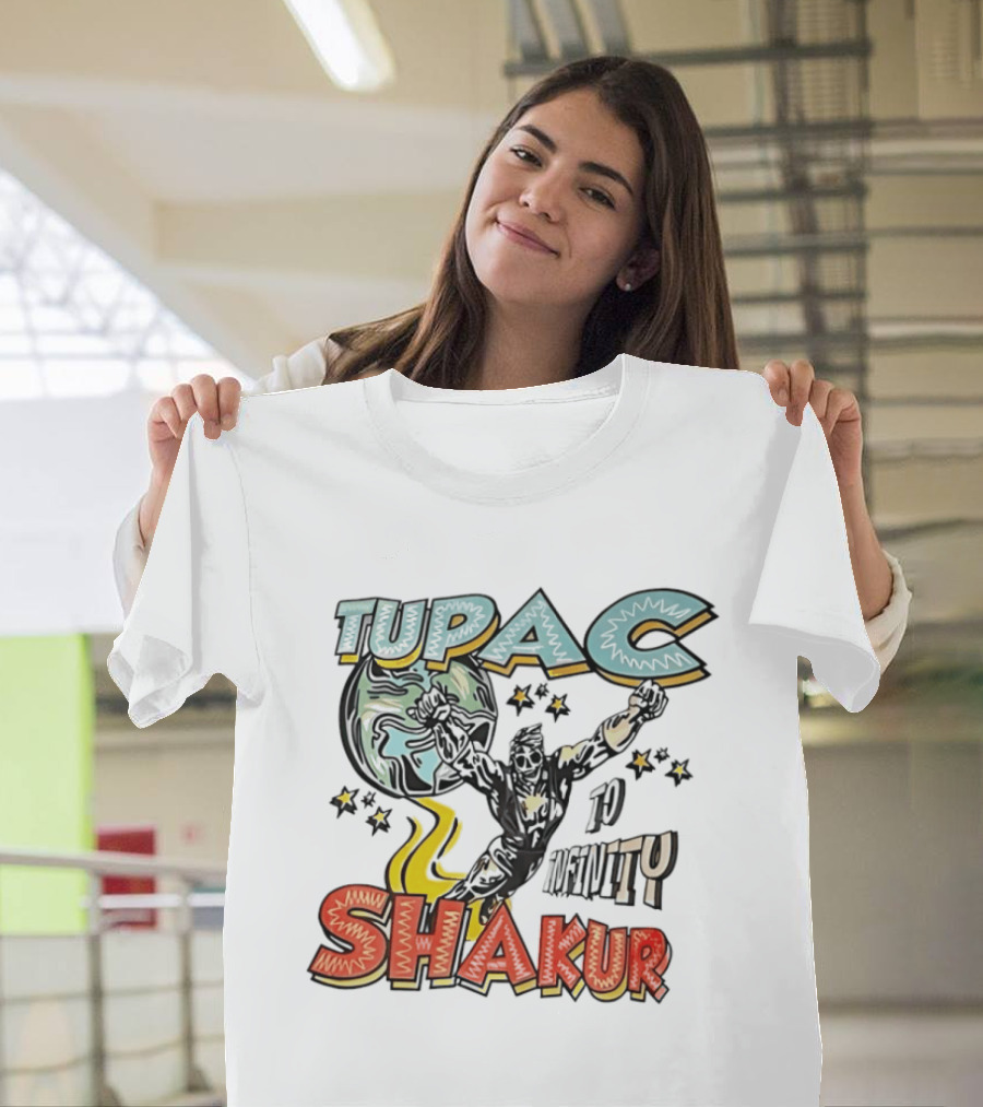 Tupac Shakur To Infinity Comic Style Superhero Image T-Shirt