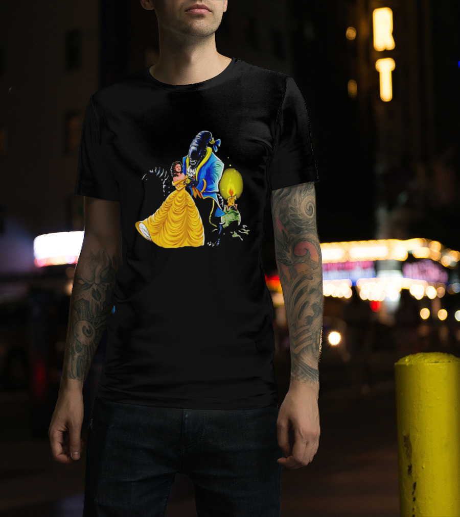 Belle Beauty And The Xenomorph Alien Monster Dance Candelabra T-Shirt