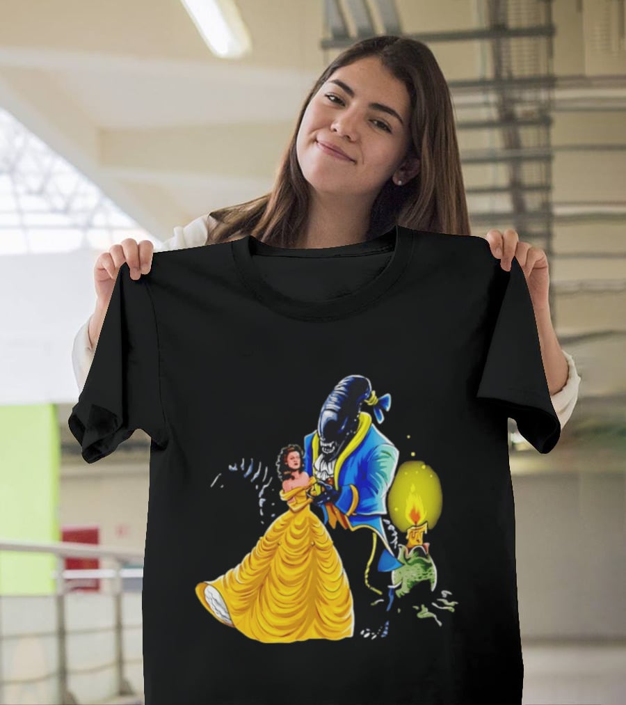 Belle Beauty And The Xenomorph Alien Monster Dance Candelabra T-Shirt