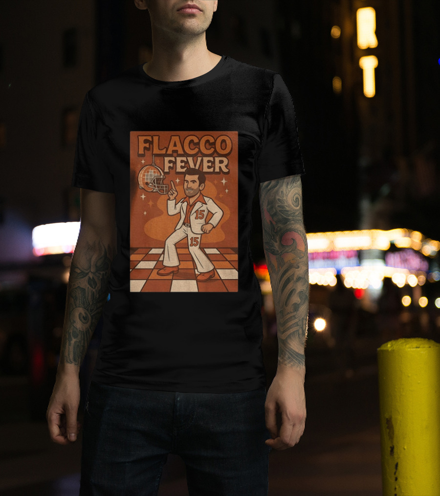 Flacco Fever Cleveland Browns 15 Football Retro Disco T-Shirt