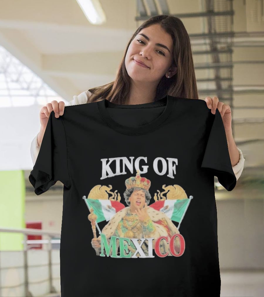 King Of Mexico Royalty With Flags And Crown T-Shirt