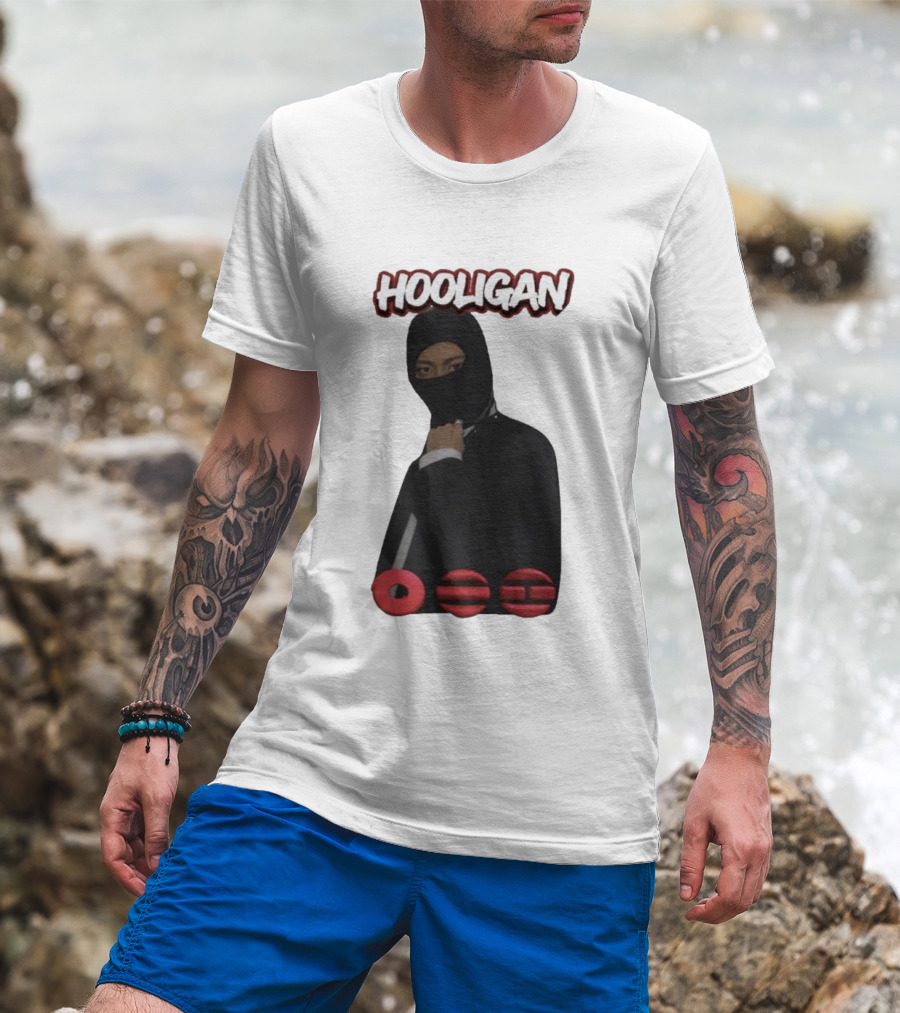 Hooligan Masked Style With BTS Concert Red Accents T-Shirt