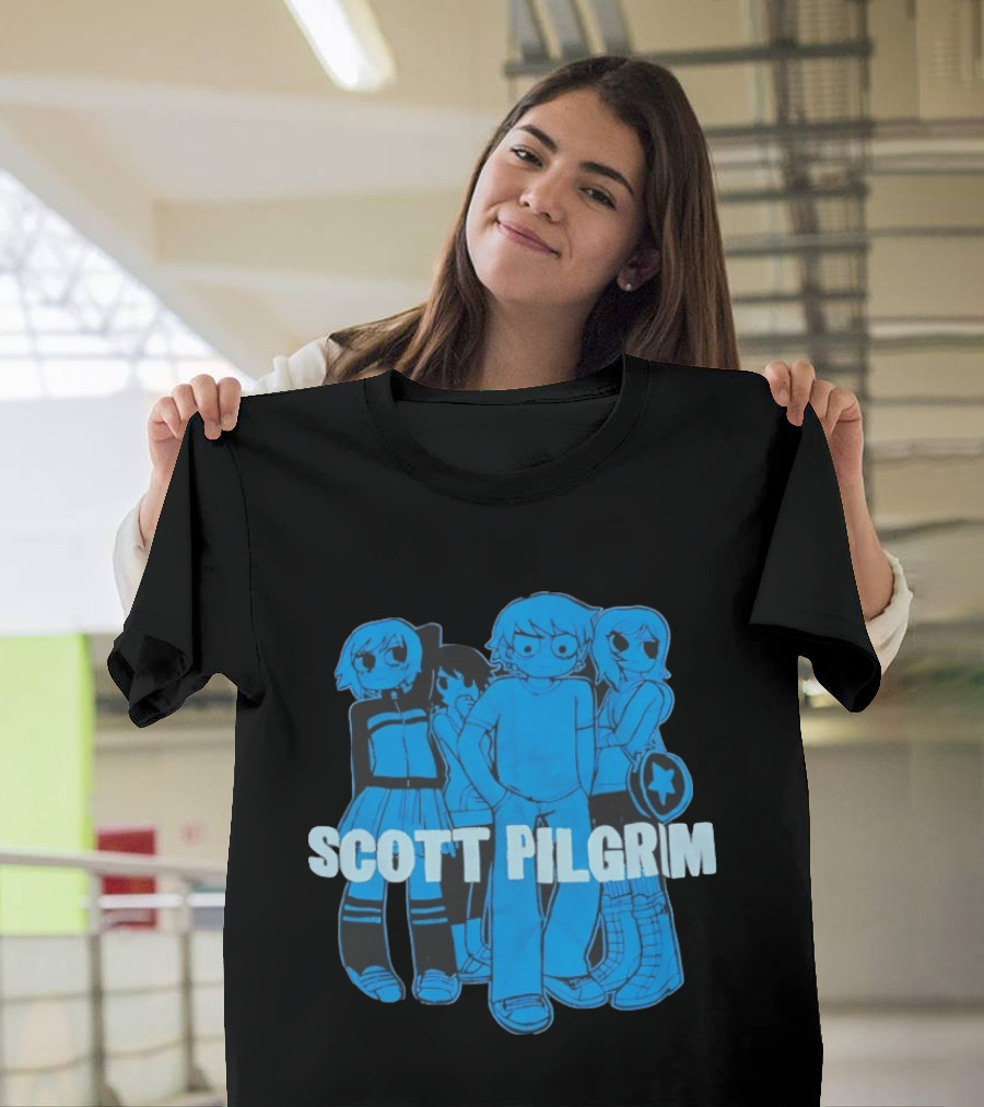 Scott Pilgrim Characters Group Blue T-Shirt