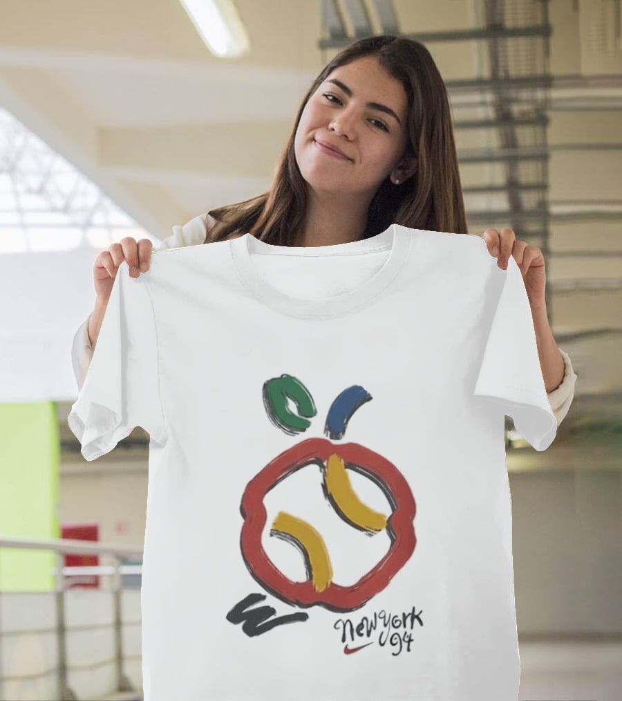 New York 94 Apple With Nike Swoosh And Abstract T-Shirt