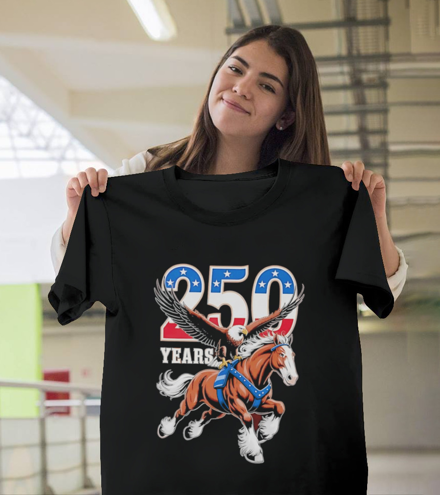 250 Years American Eagle Horse Patriotic Celebration T-Shirt